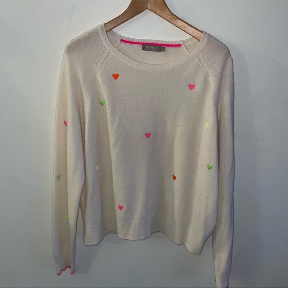 BRODIE CASHMERE Sz. L Little Hearts sweater Little Heart Mini Sweat - Picture 4 of 7